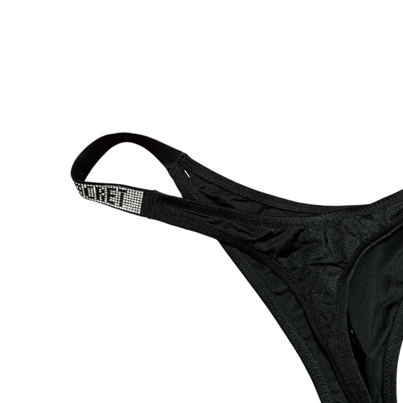 Victoria’s Secret Rhinestone Strap Brazilian Bikini Bottom Black L - Picture 11 of 14